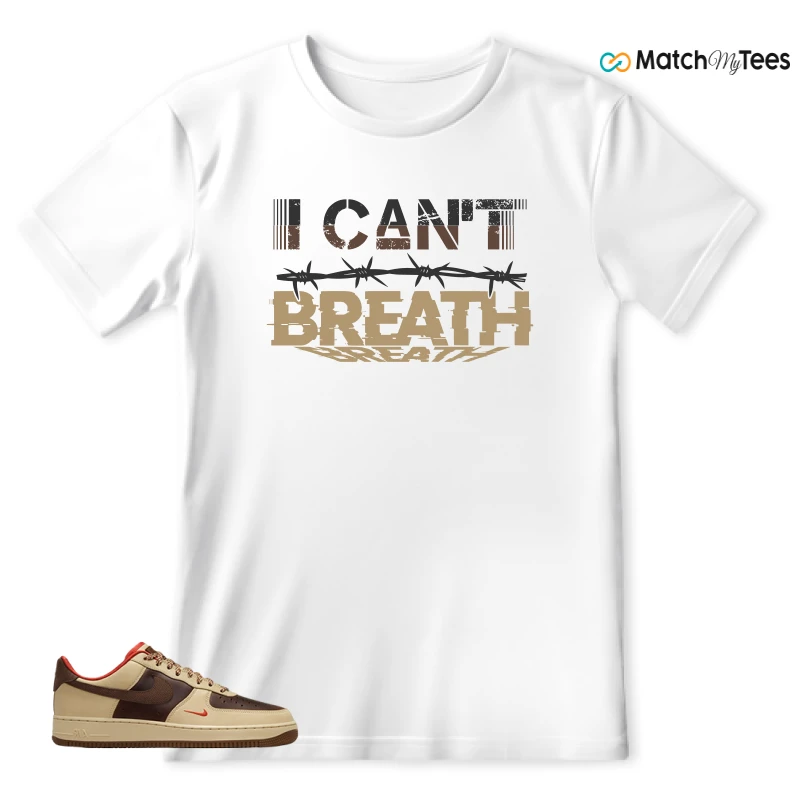 NIKE AIR FORCE 1 LOW LIGHT BRITISH TAN CACAO WOW SNEAKER Matching Tees t-shirt