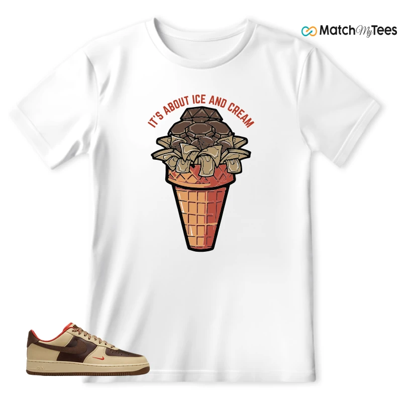 NIKE AIR FORCE 1 LOW LIGHT BRITISH TAN CACAO WOW SNEAKER Matching Tees t-shirt