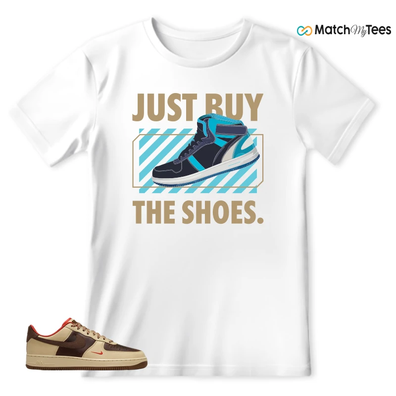 NIKE AIR FORCE 1 LOW LIGHT BRITISH TAN CACAO WOW SNEAKER Matching Tees t-shirt