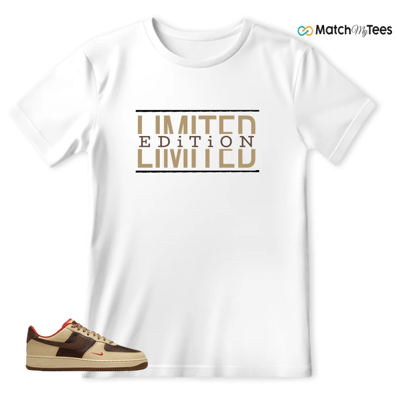 NIKE AIR FORCE 1 LOW LIGHT BRITISH TAN CACAO WOW SNEAKER Matching Tees t-shirt