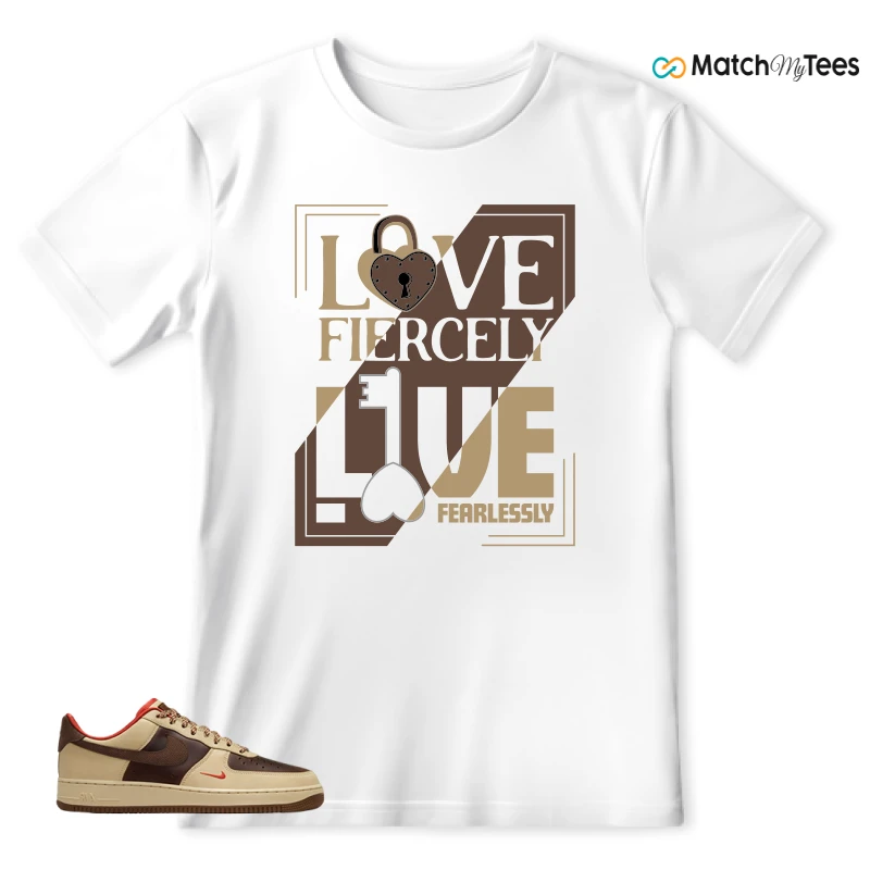 NIKE AIR FORCE 1 LOW LIGHT BRITISH TAN CACAO WOW SNEAKER Matching Tees t-shirt