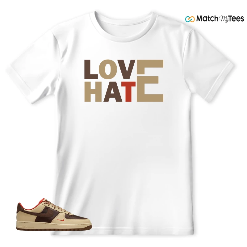 NIKE AIR FORCE 1 LOW LIGHT BRITISH TAN CACAO WOW SNEAKER Matching Tees t-shirt