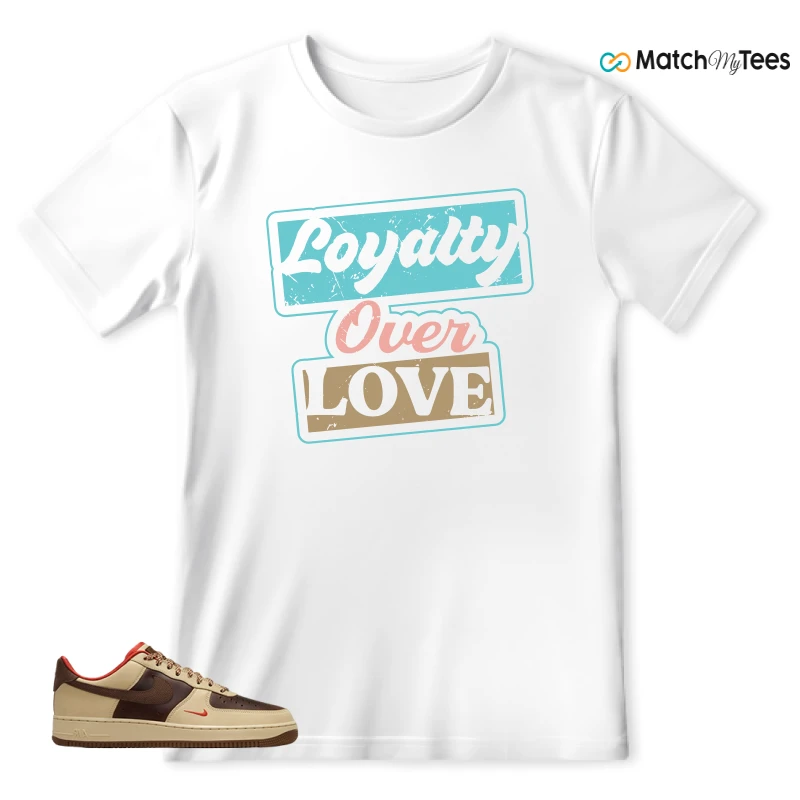NIKE AIR FORCE 1 LOW LIGHT BRITISH TAN CACAO WOW SNEAKER Matching Tees t-shirt
