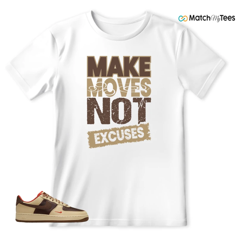 NIKE AIR FORCE 1 LOW LIGHT BRITISH TAN CACAO WOW SNEAKER Matching Tees t-shirt
