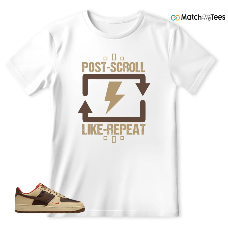 NIKE AIR FORCE 1 LOW LIGHT BRITISH TAN CACAO WOW SNEAKER Matching Tees t-shirt