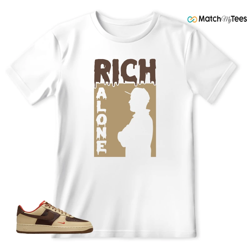 NIKE AIR FORCE 1 LOW LIGHT BRITISH TAN CACAO WOW SNEAKER Matching Tees t-shirt