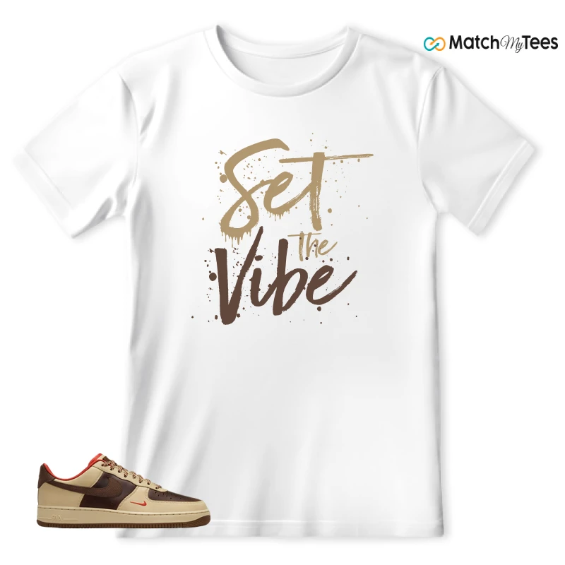 NIKE AIR FORCE 1 LOW LIGHT BRITISH TAN CACAO WOW SNEAKER Matching Tees t-shirt