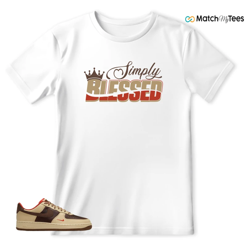 NIKE AIR FORCE 1 LOW LIGHT BRITISH TAN CACAO WOW SNEAKER Matching Tees t-shirt