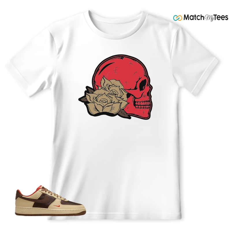 NIKE AIR FORCE 1 LOW LIGHT BRITISH TAN CACAO WOW SNEAKER Matching Tees t-shirt