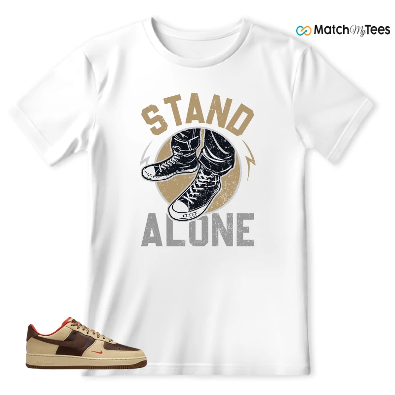 NIKE AIR FORCE 1 LOW LIGHT BRITISH TAN CACAO WOW SNEAKER Matching Tees t-shirt