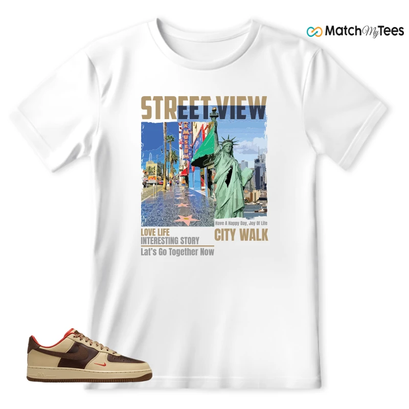 NIKE AIR FORCE 1 LOW LIGHT BRITISH TAN CACAO WOW SNEAKER Matching Tees t-shirt
