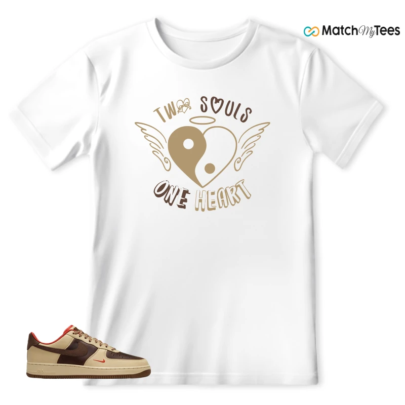 NIKE AIR FORCE 1 LOW LIGHT BRITISH TAN CACAO WOW SNEAKER Matching Tees t-shirt