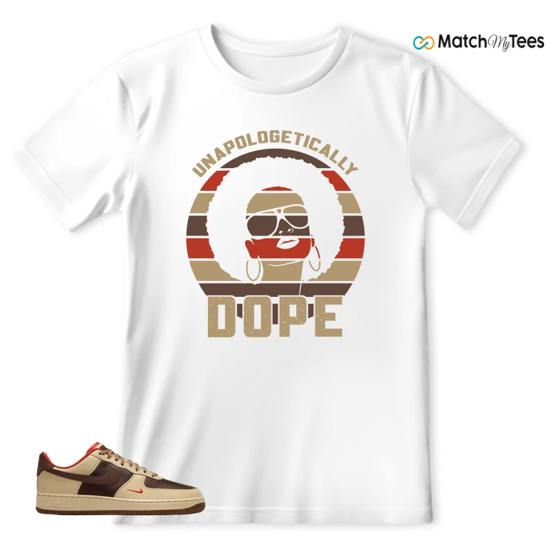 NIKE AIR FORCE 1 LOW LIGHT BRITISH TAN CACAO WOW SNEAKER Matching Tees t-shirt