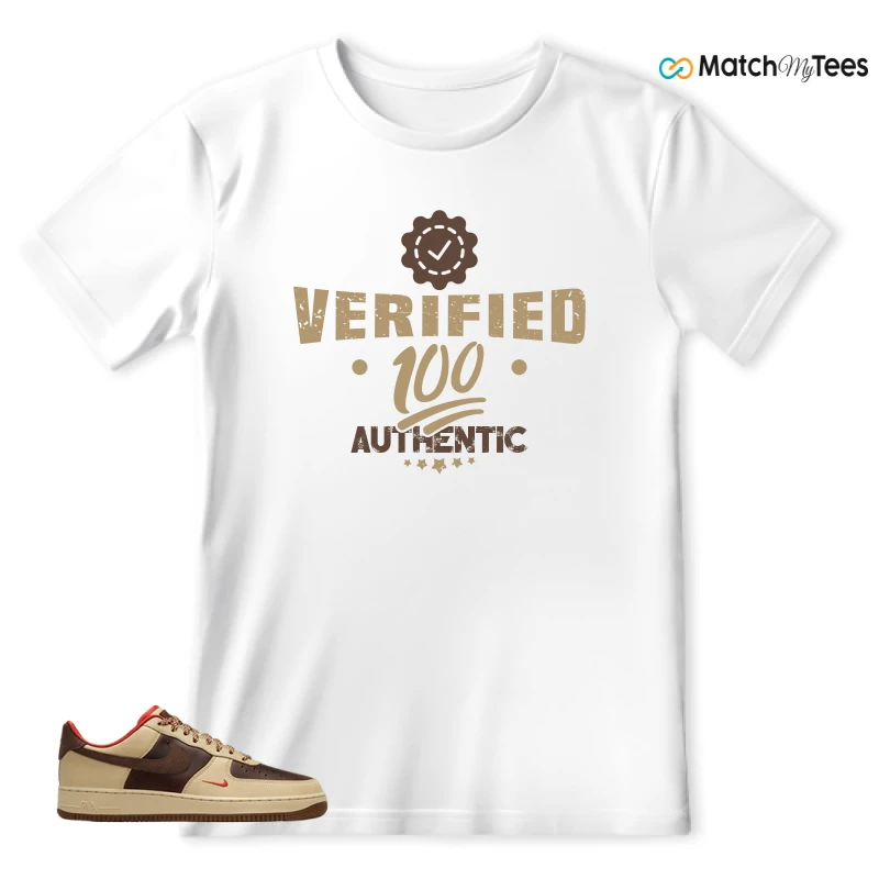 NIKE AIR FORCE 1 LOW LIGHT BRITISH TAN CACAO WOW SNEAKER Matching Tees t-shirt