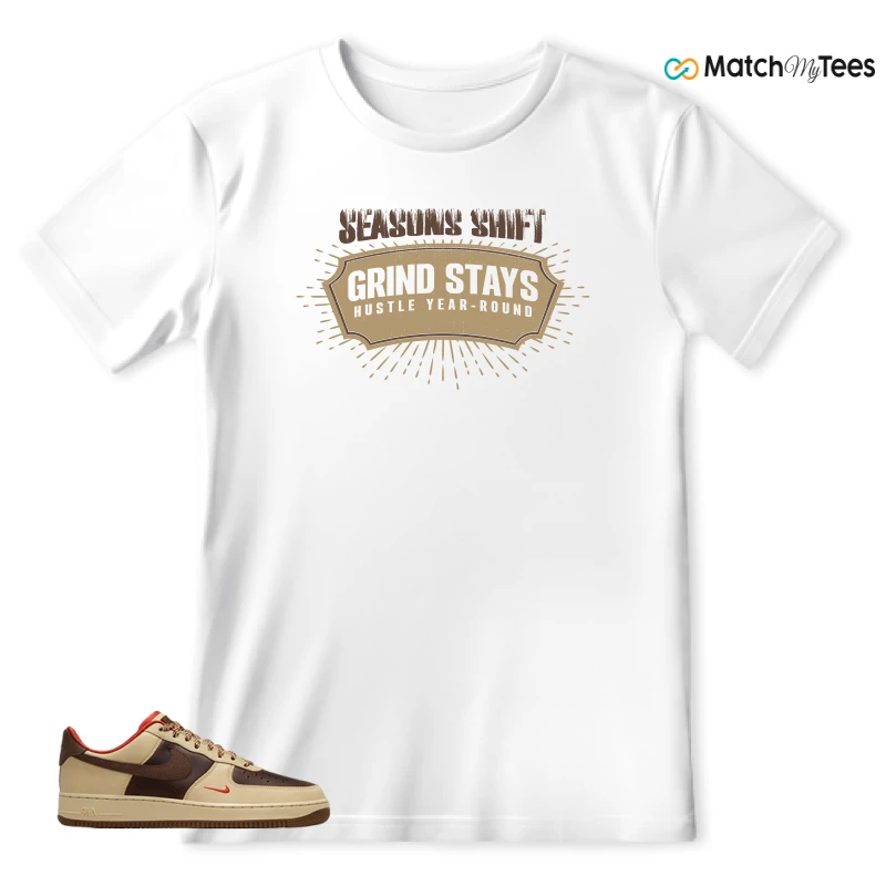 NIKE AIR FORCE 1 LOW LIGHT BRITISH TAN CACAO WOW SNEAKER Matching Tees t-shirt