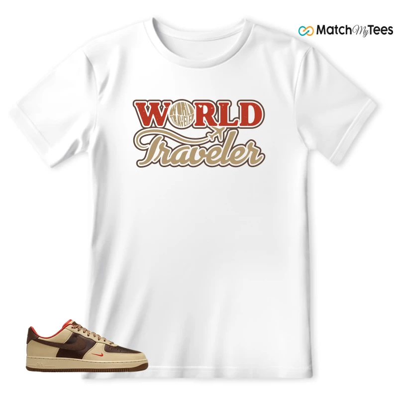 NIKE AIR FORCE 1 LOW LIGHT BRITISH TAN CACAO WOW SNEAKER Matching Tees t-shirt