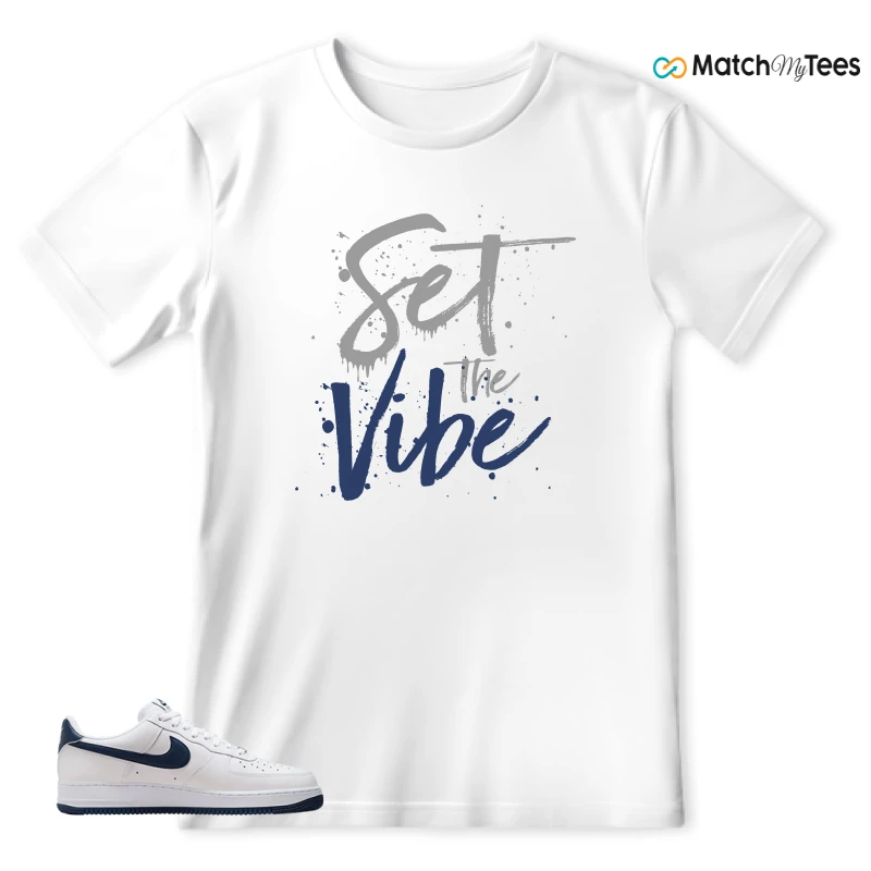 NIKE AIR FORCE 1 LOW WHITE MIDNIGHT NAVY SNEAKER Matching Tees T-shirt for Men