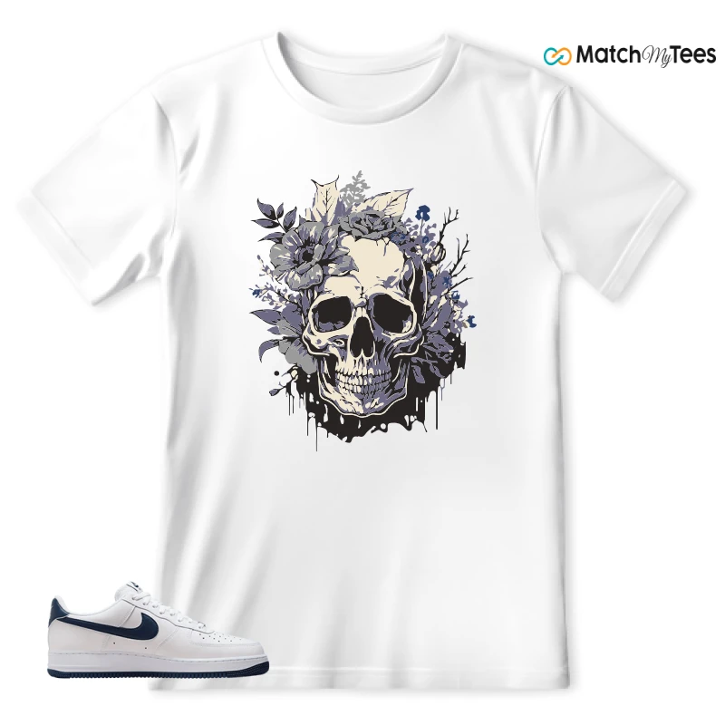 NIKE AIR FORCE 1 LOW WHITE MIDNIGHT NAVY SNEAKER Matching Tees T-shirt for Men