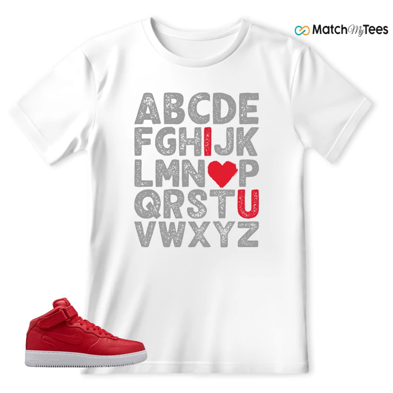 NIKE AIR FORCE 1 MID GYM RED LAB SNEAKER Matching Tees t-shirt