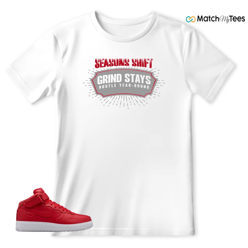 NIKE AIR FORCE 1 MID GYM RED LAB SNEAKER Matching Tees T-shirt for Men