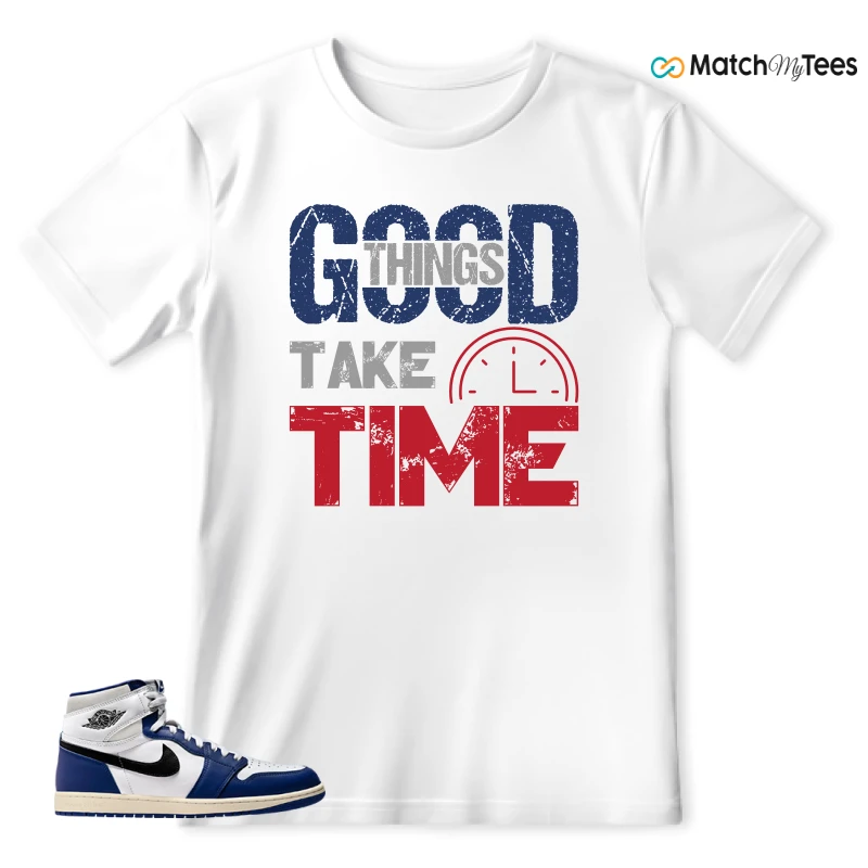 NIKE AIR JORDAN 1 HIGH OG DEEP ROYAL BLUE SNEAKER Matching Tees T-shirt for Men