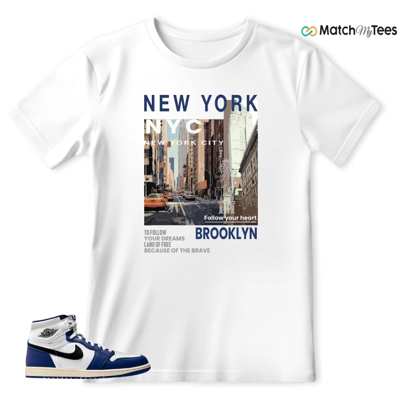 NIKE AIR JORDAN 1 HIGH OG DEEP ROYAL BLUE SNEAKER Matching Tees T-shirt for Men