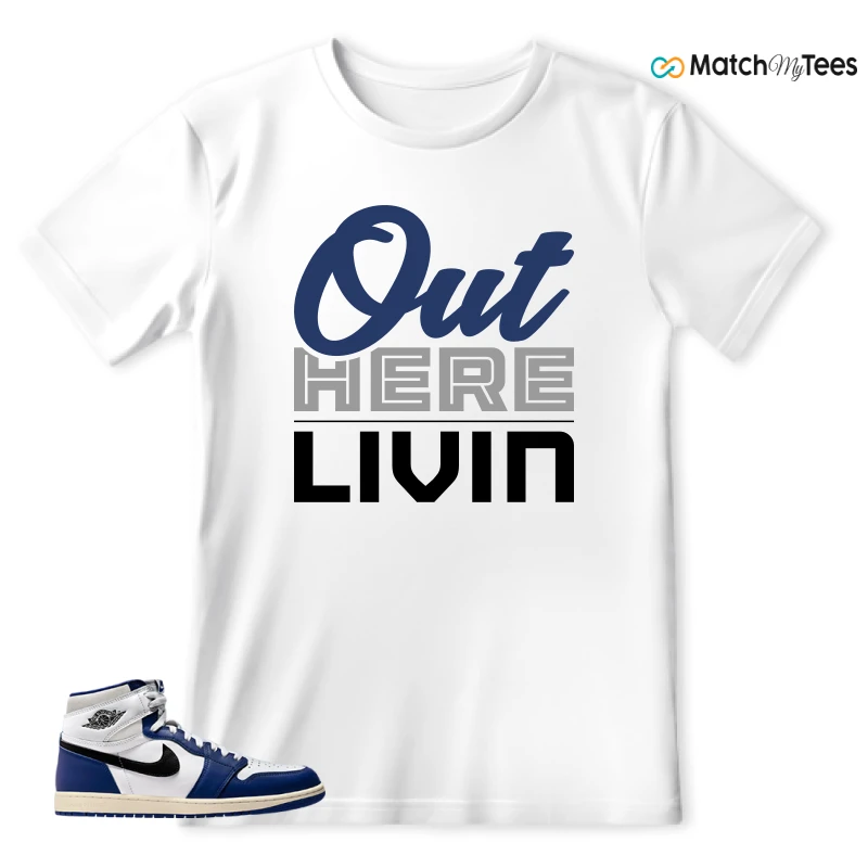 NIKE AIR JORDAN 1 HIGH OG DEEP ROYAL BLUE SNEAKER Matching Tees t-shirt