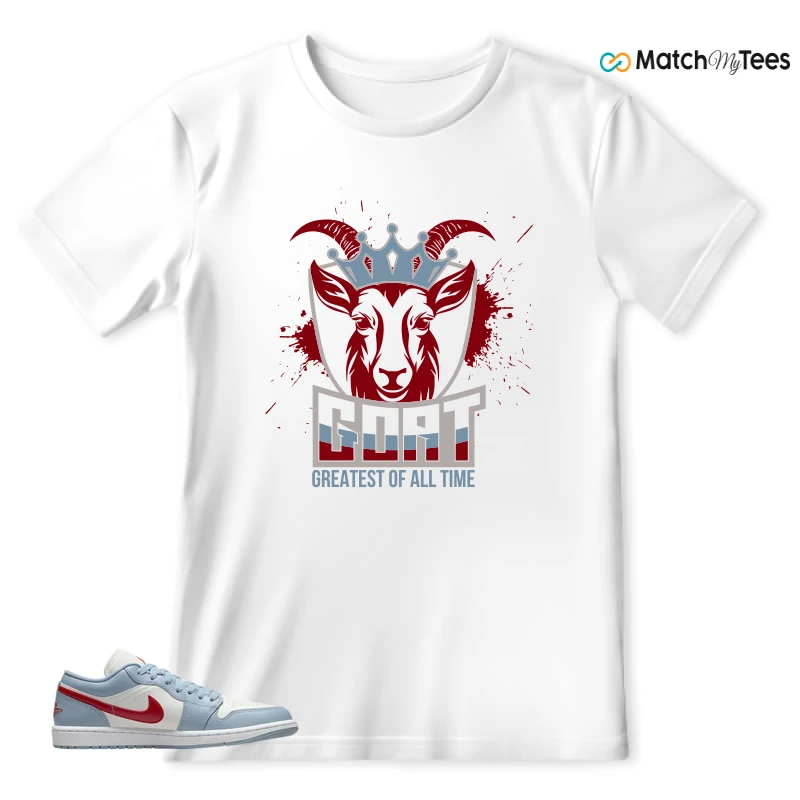 NIKE AIR JORDAN 1 LOW BLUE DUNE RED WMNS SNEAKER Matching Tees t-shirt