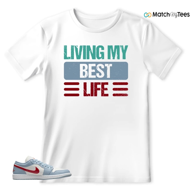 NIKE AIR JORDAN 1 LOW BLUE DUNE RED WMNS SNEAKER Matching Tees t-shirt