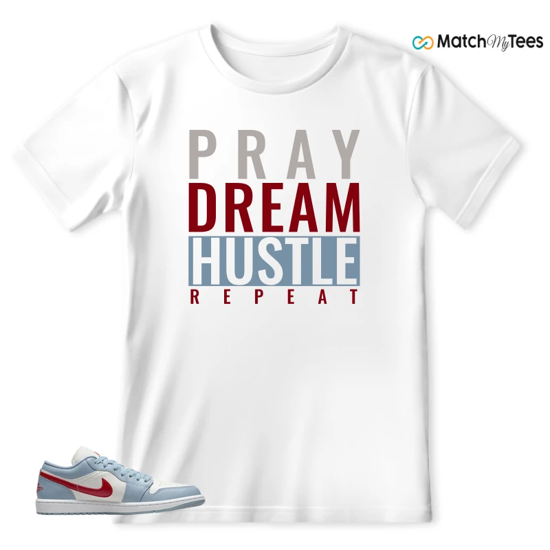 NIKE AIR JORDAN 1 LOW BLUE DUNE RED WMNS SNEAKER Matching Tees t-shirt