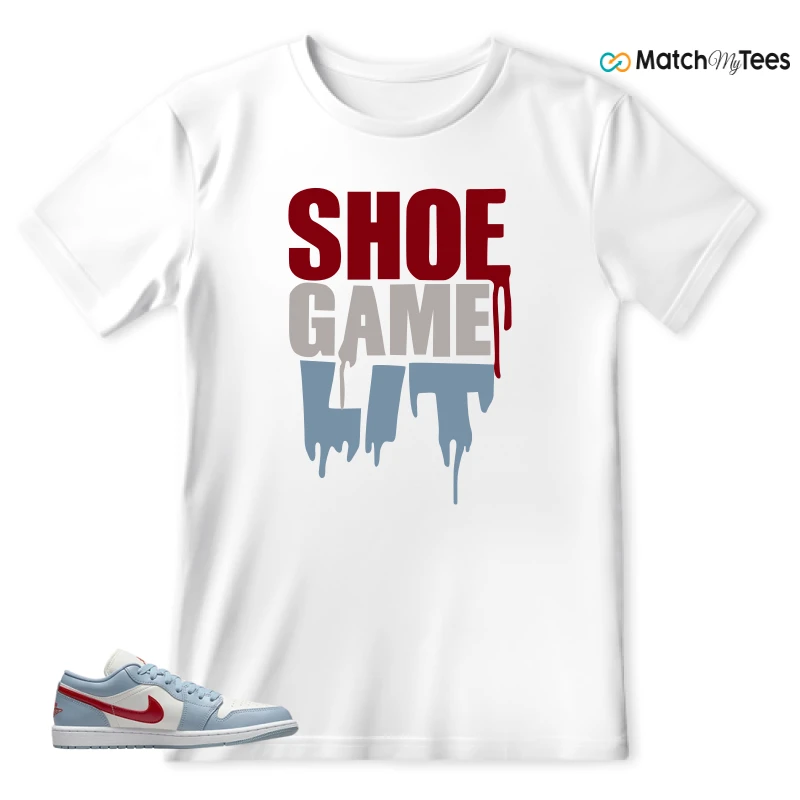 NIKE AIR JORDAN 1 LOW BLUE DUNE RED WMNS SNEAKER Matching Tees t-shirt