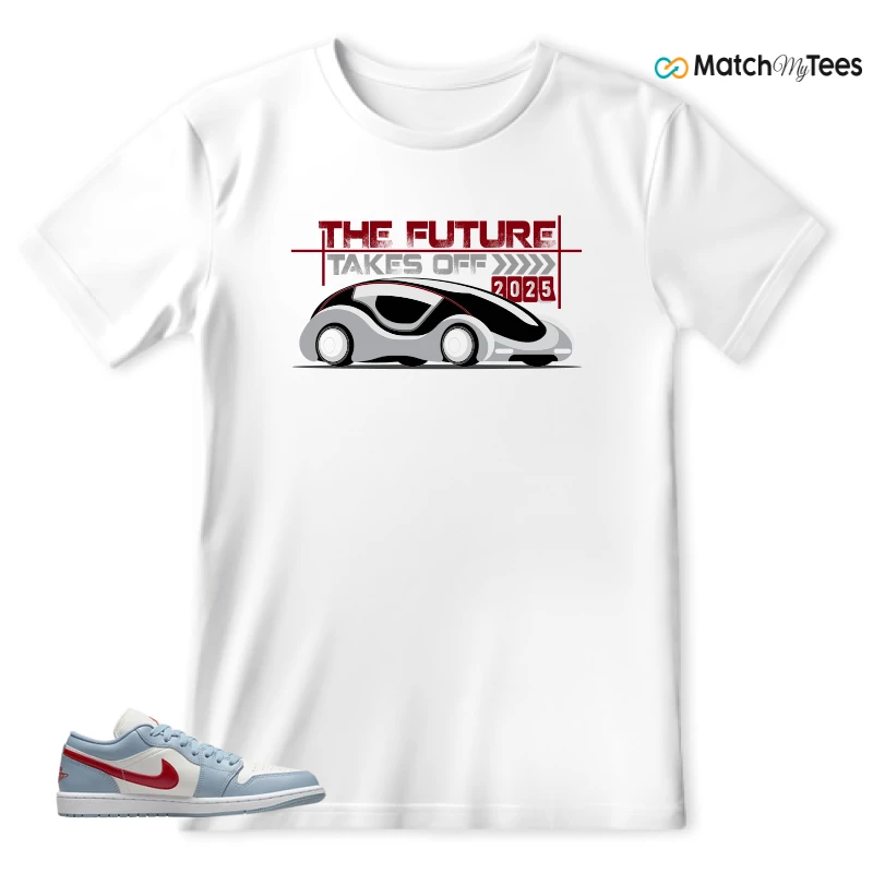 NIKE AIR JORDAN 1 LOW BLUE DUNE RED WMNS SNEAKER Matching Tees t-shirt
