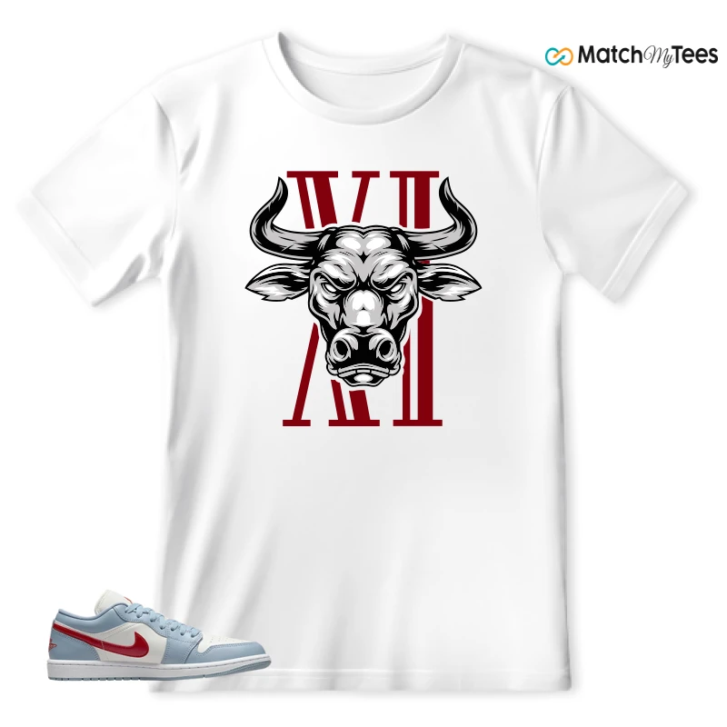 NIKE AIR JORDAN 1 LOW BLUE DUNE RED WMNS SNEAKER Matching Tees t-shirt