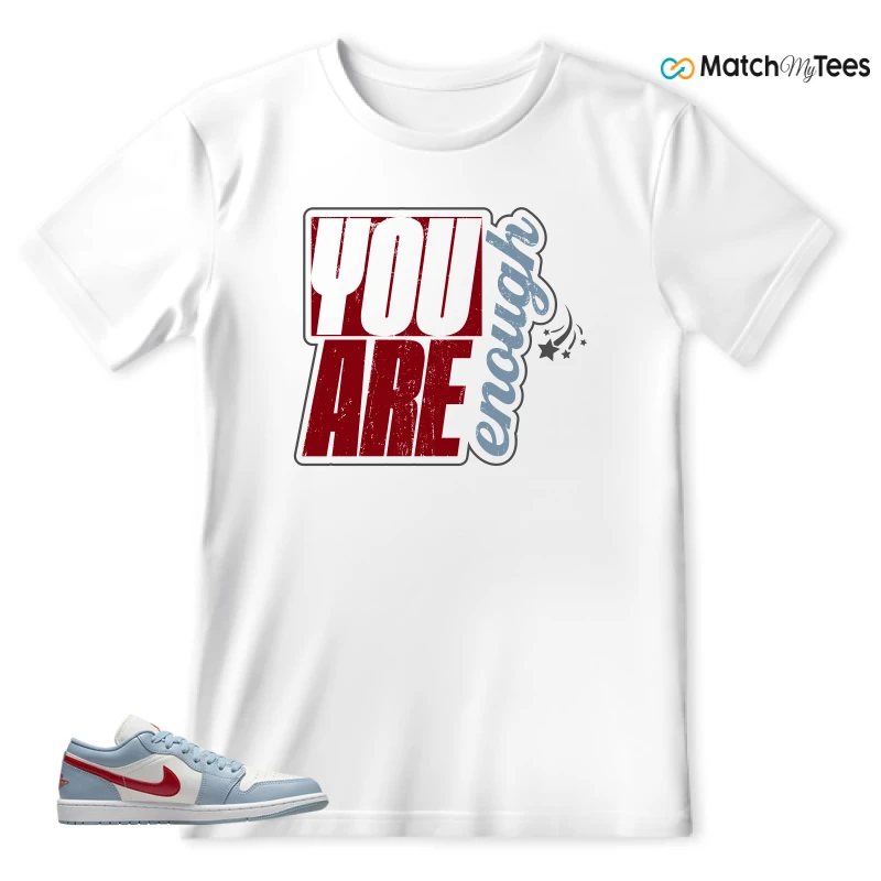 NIKE AIR JORDAN 1 LOW BLUE DUNE RED WMNS SNEAKER Matching Tees t-shirt