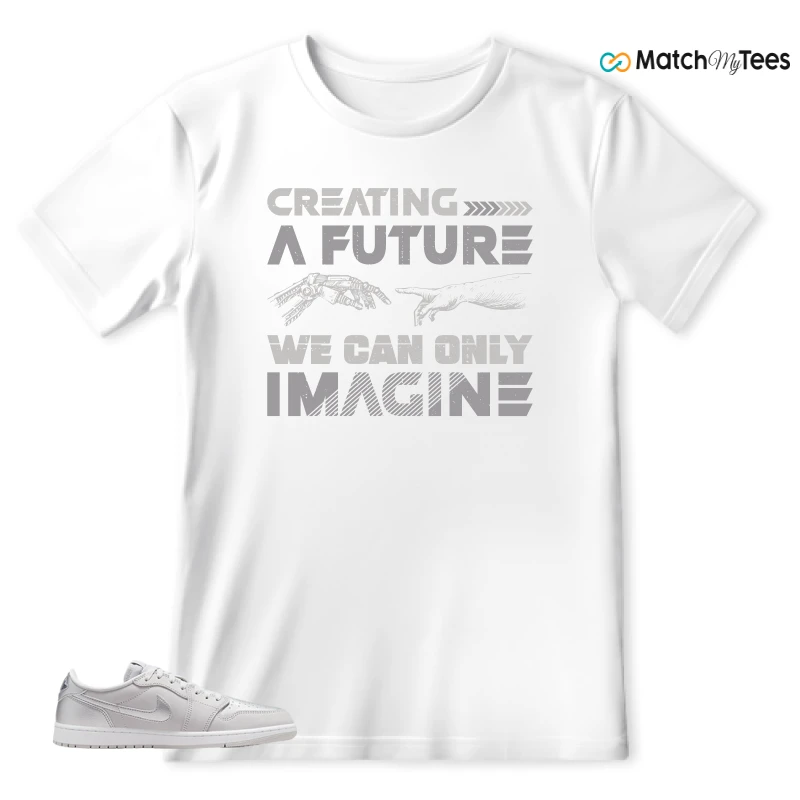 NIKE AIR JORDAN 1 LOW OG METALLIC SILVER SNEAKER Matching Tees t-shirt