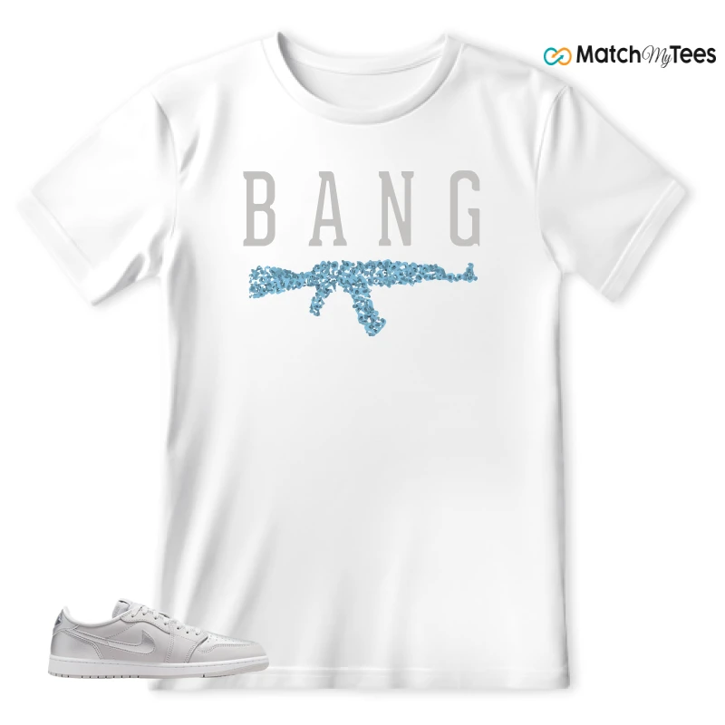 NIKE AIR JORDAN 1 LOW OG METALLIC SILVER SNEAKER Matching Tees t-shirt