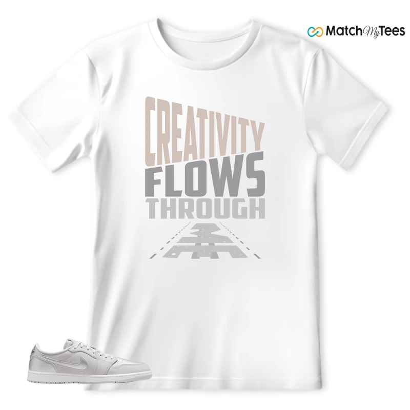 NIKE AIR JORDAN 1 LOW OG METALLIC SILVER SNEAKER Matching Tees T-shirt for Men