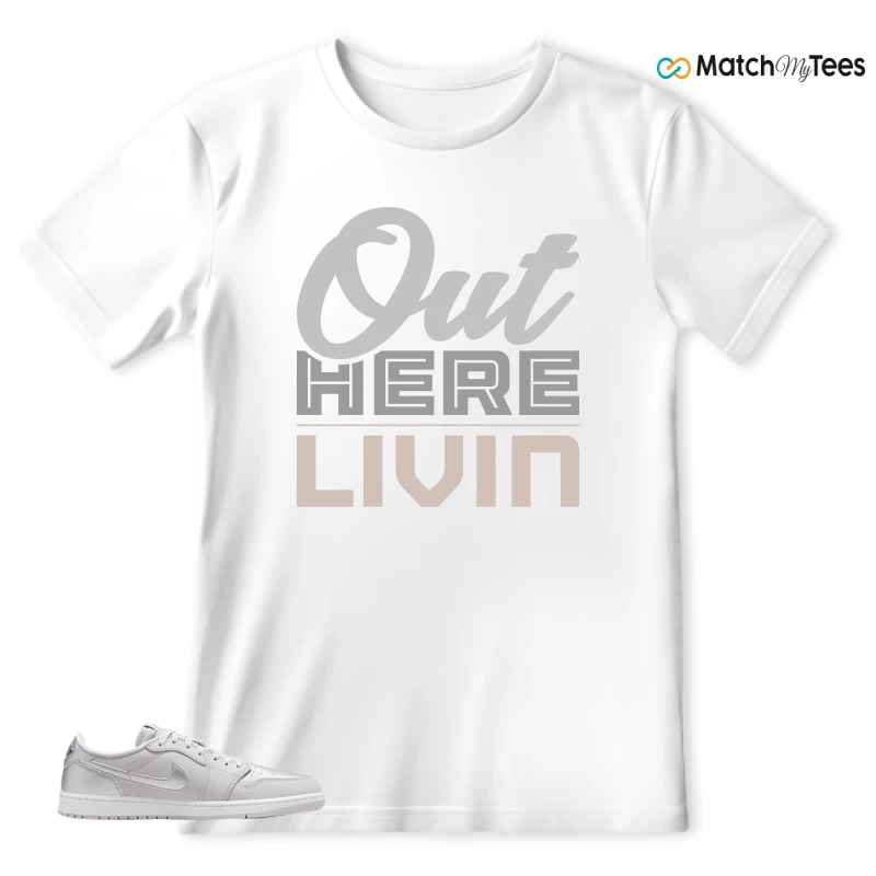 NIKE AIR JORDAN 1 LOW OG METALLIC SILVER SNEAKER Matching Tees t-shirt