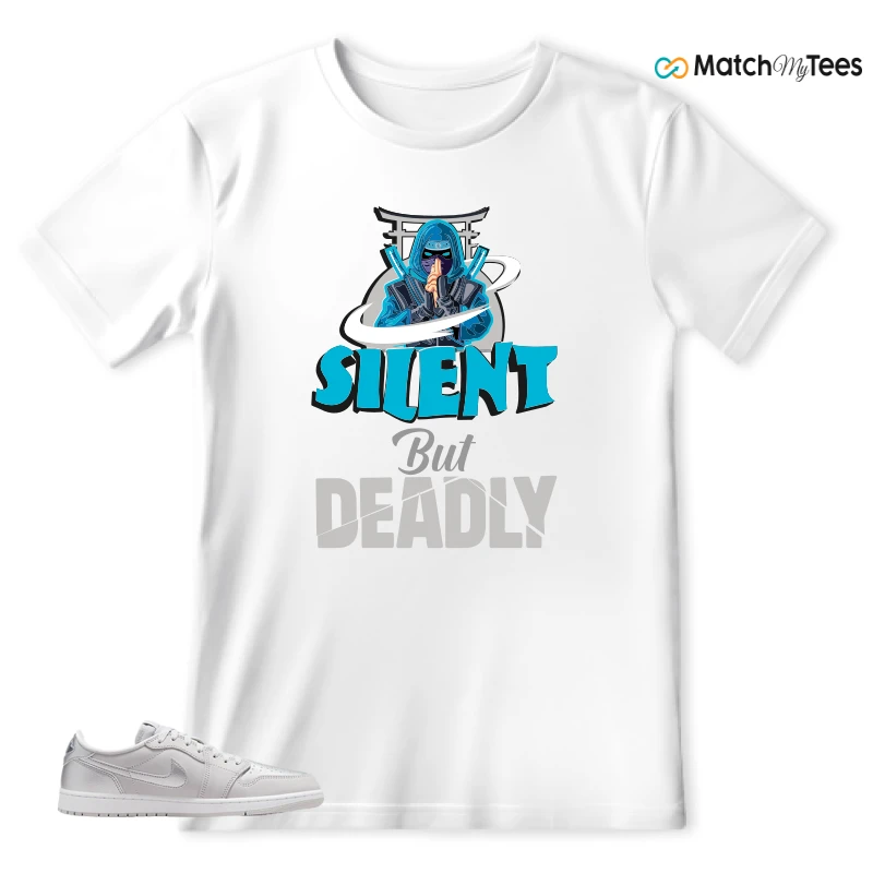 NIKE AIR JORDAN 1 LOW OG METALLIC SILVER SNEAKER Matching Tees t-shirt