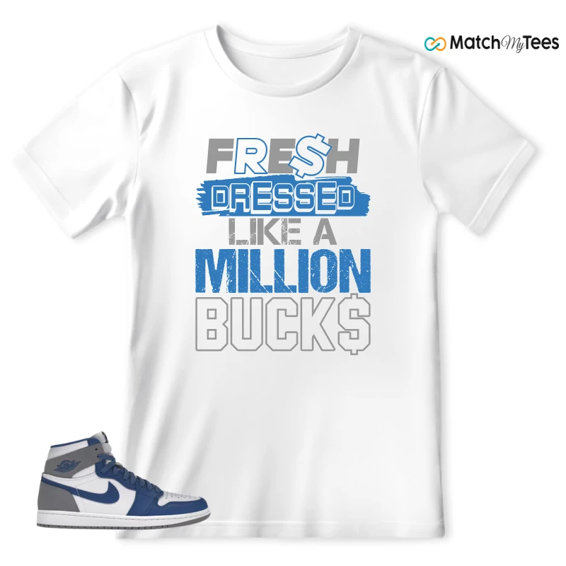 NIKE AIR JORDAN 1 RETRO HIGH OG TRUE BLUE SNEAKER Matching Tees t-shirt