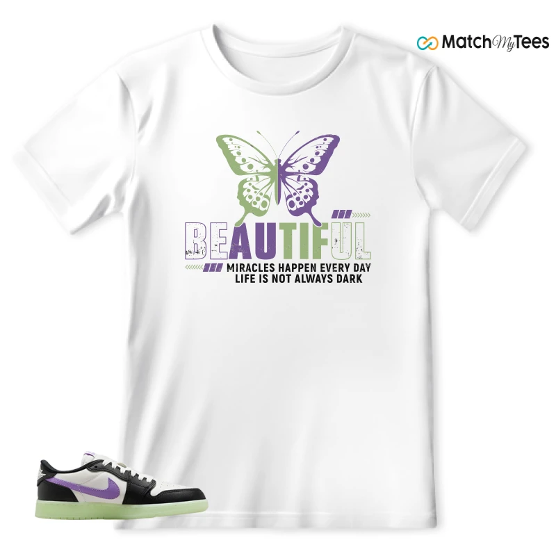 NIKE AIR JORDAN 1 RETRO LOW OG GS BLACK RASPBERRY SNEAKER Matching Tees t-shirt