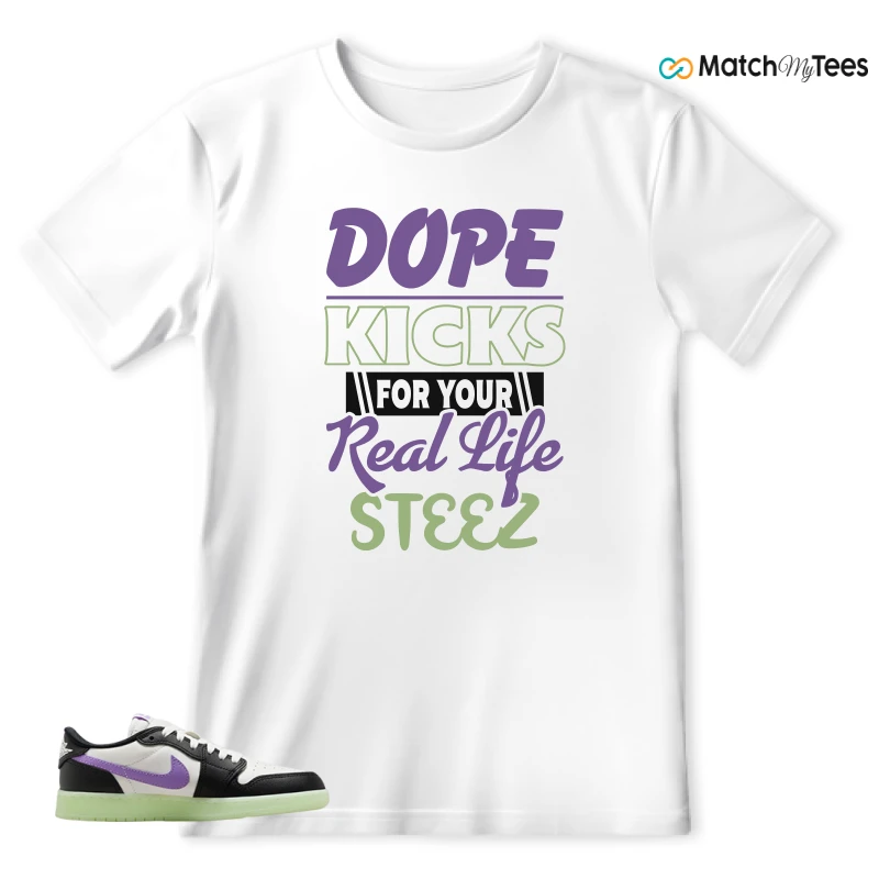 NIKE AIR JORDAN 1 RETRO LOW OG GS BLACK RASPBERRY SNEAKER Matching Tees t-shirt
