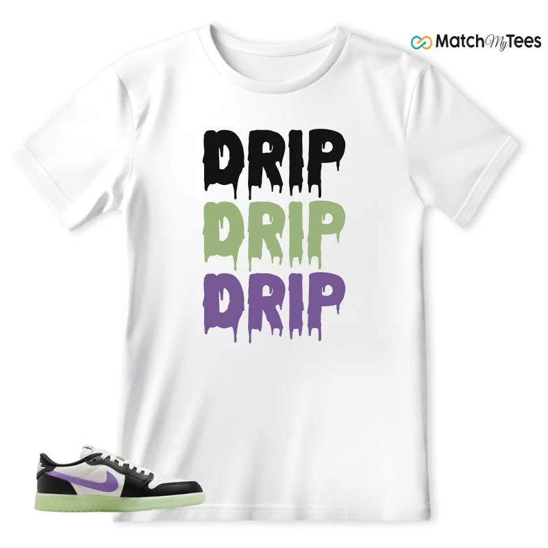 NIKE AIR JORDAN 1 RETRO LOW OG GS BLACK RASPBERRY SNEAKER Matching Tees T-shirt for Men