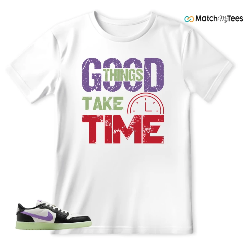 NIKE AIR JORDAN 1 RETRO LOW OG GS BLACK RASPBERRY SNEAKER Matching Tees T-shirt for Men