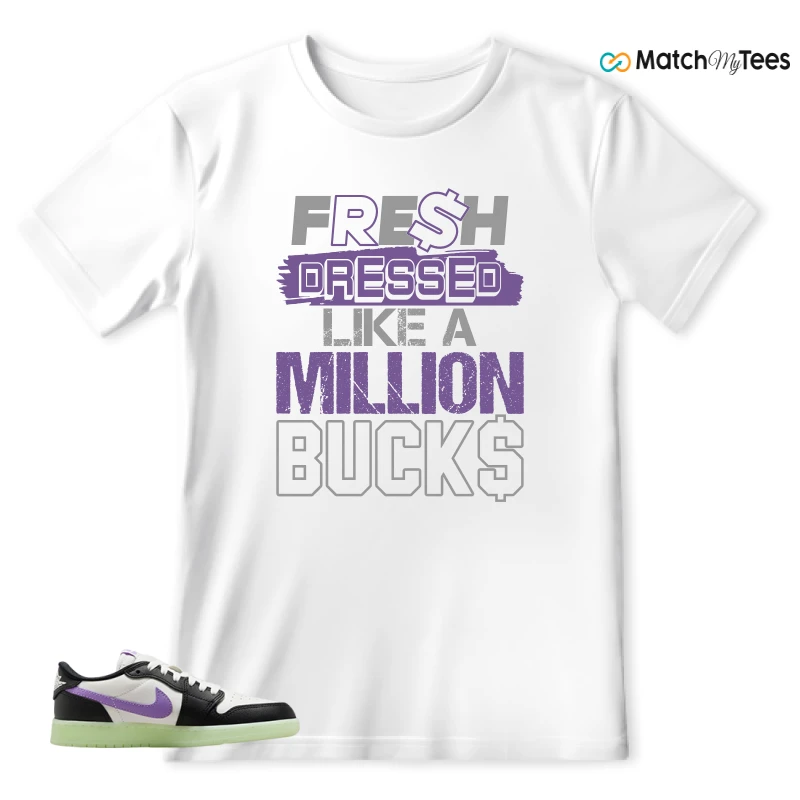 NIKE AIR JORDAN 1 RETRO LOW OG GS BLACK RASPBERRY SNEAKER Matching Tees t-shirt