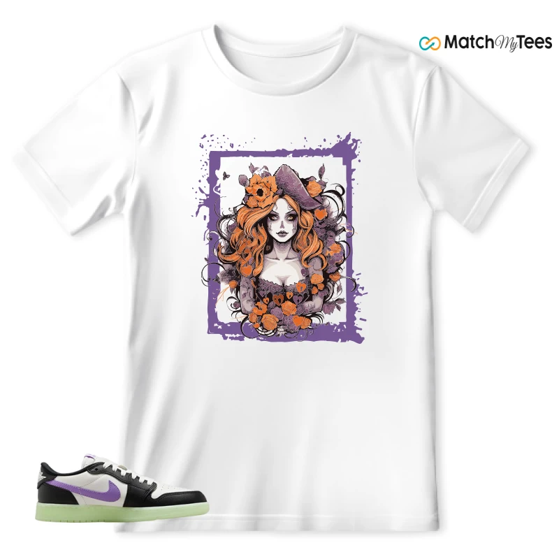NIKE AIR JORDAN 1 RETRO LOW OG GS BLACK RASPBERRY SNEAKER Matching Tees t-shirt