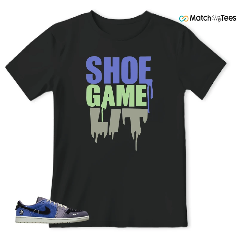 NIKE AIR JORDAN 1 RETRO LOW OG X ZION WILLIAMSON VOODOO ALTERNATE SNEAKER/REGENCY PURPLE/VAPOR GREEN/BLACK/DARK RAISIN/DAYBREAK/LIGHT SILVER matching T-shirt
