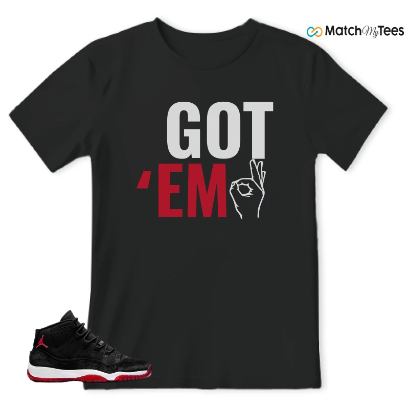 NIKE AIR JORDAN 11 BRED VELVET WMNS SNEAKER Matching Tees T-shirt for Men