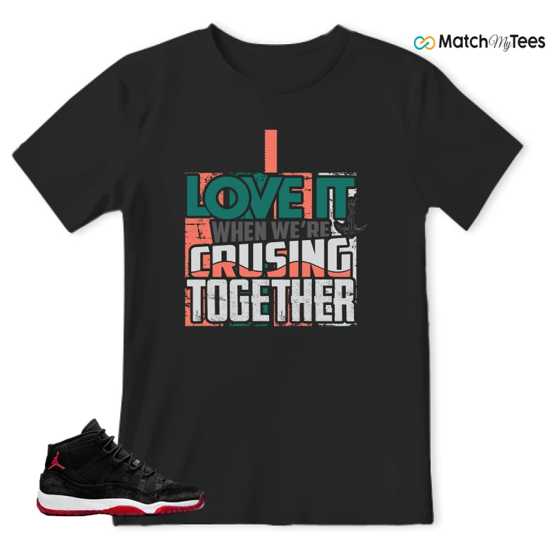NIKE AIR JORDAN 11 BRED VELVET WMNS SNEAKER Matching Tees t-shirt