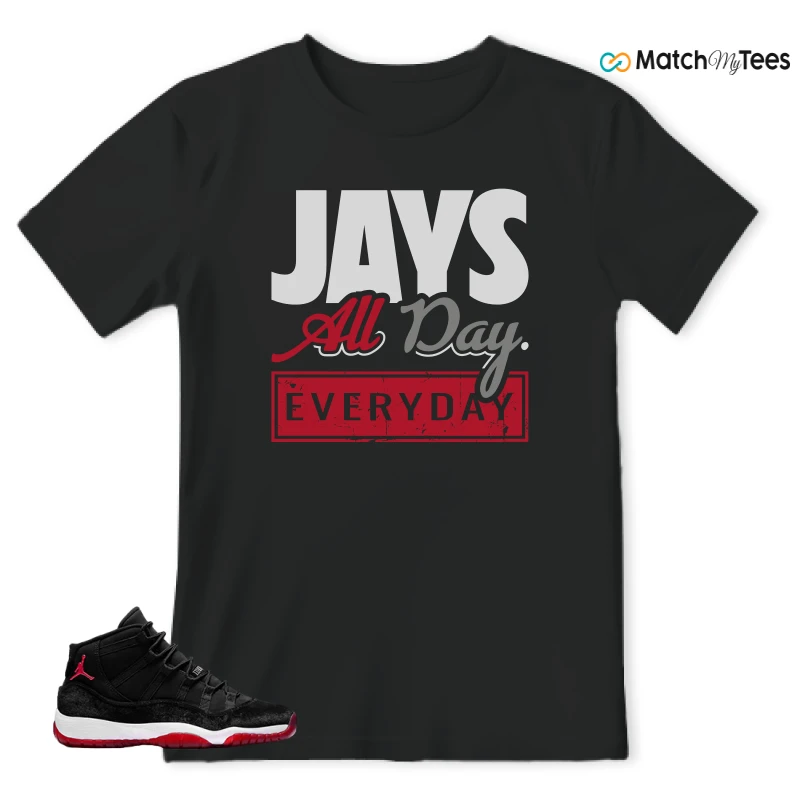 NIKE AIR JORDAN 11 BRED VELVET WMNS SNEAKER Matching Tees t-shirt